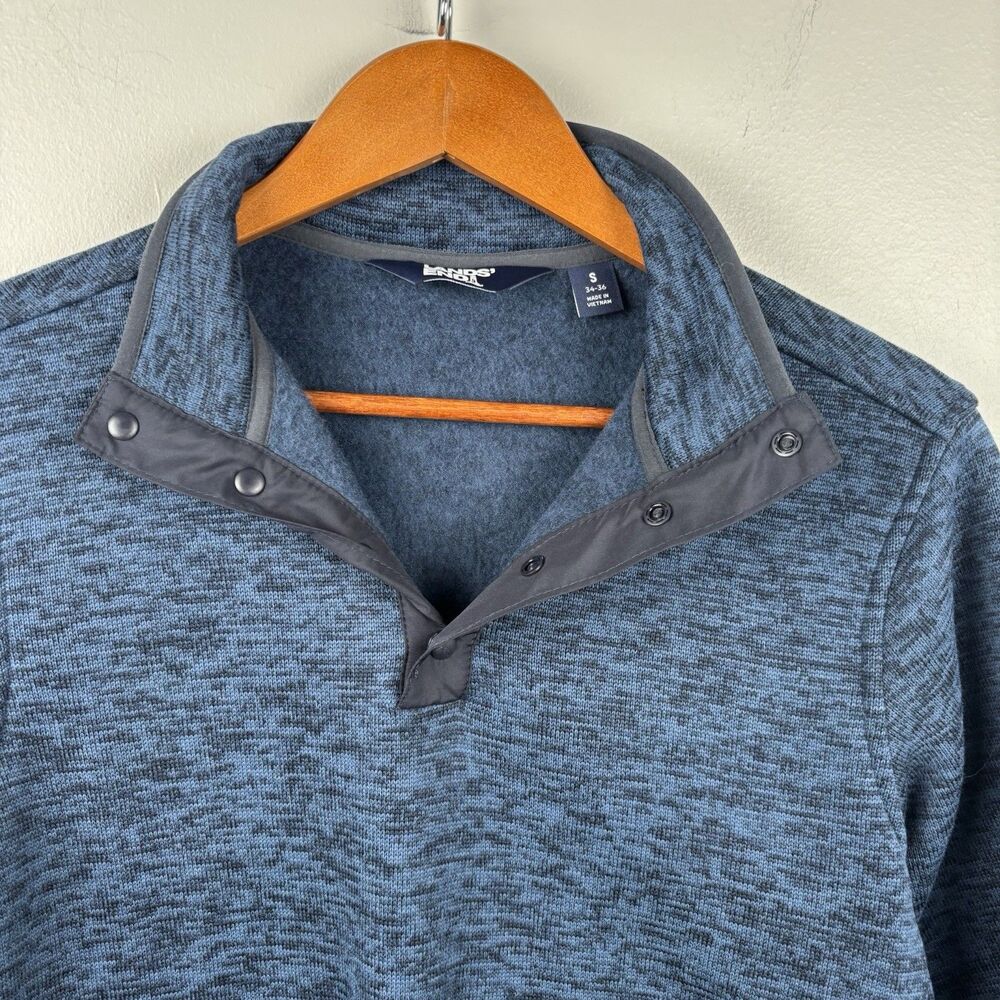 Lands End Fleece 1/4 Snap Pullover Blue Mens Small (34-36)